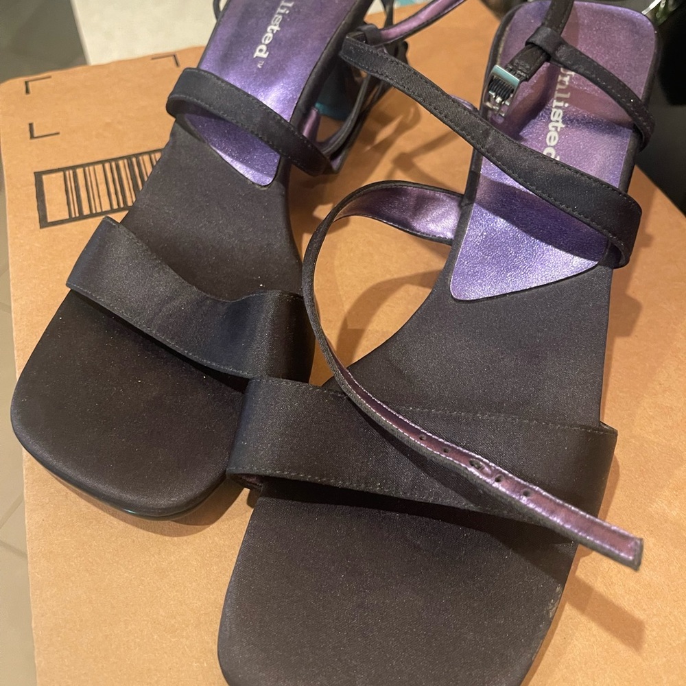 New Navy Blue Satin Strappy Sandals size 10